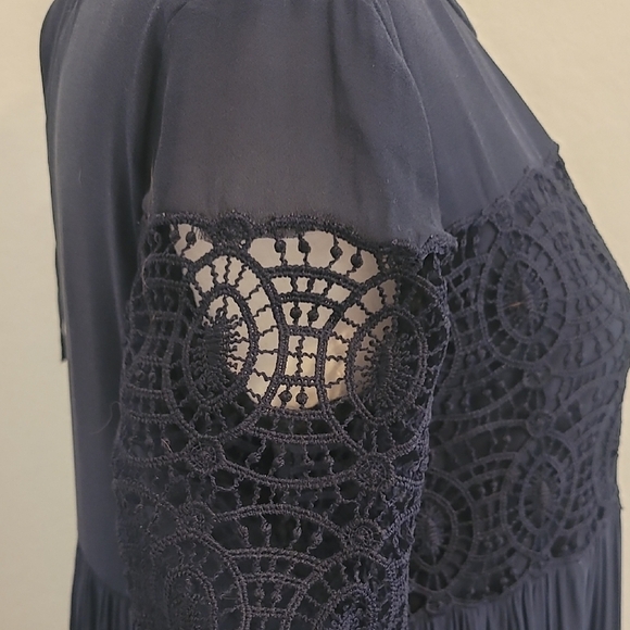 LOFT Navy Mini Dress with Lace Accents - Picture 6 of 6